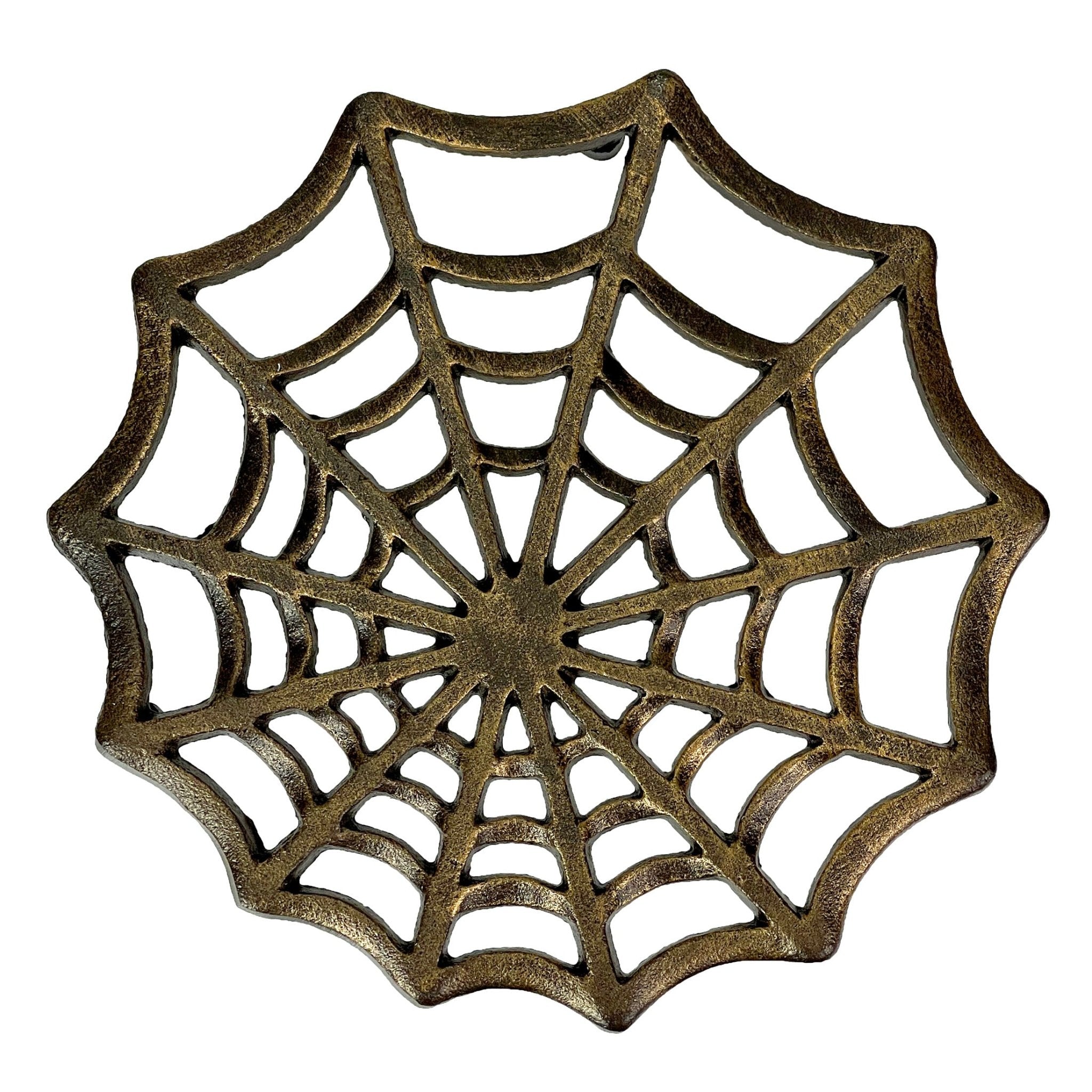 Cast Iron Spider Web Trivet, 8-Inch Decorative Bronze — Zeckos