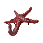 Coral - Image 3 - Set of 3 Cast Iron Blue and Coral Orange Starfish Decorative Wall Hooks: Towel, Hat, Key Hangers for Beach