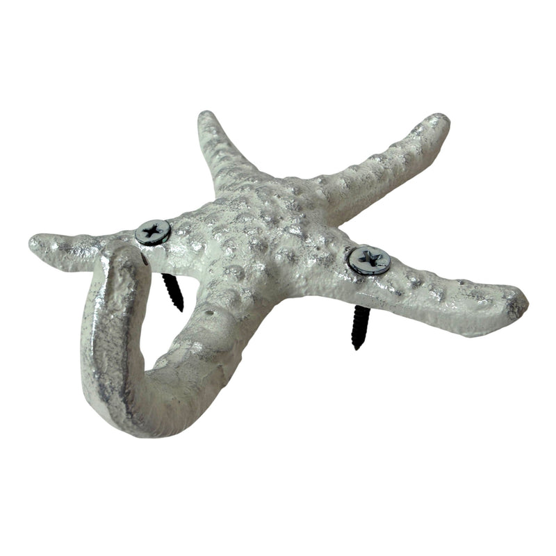Coral - Image 4 - Set of 3 Cast Iron Blue and Coral Orange Starfish Decorative Wall Hooks: Towel, Hat, Key Hangers for Beach