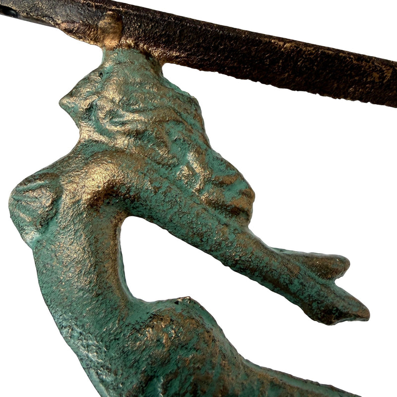 Bronze - Image 3 - Set of 2 Verdigris Cast Iron Swimming Mermaid Metal Decorative Bronze Shelf Brackets - Coastal Decor