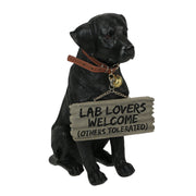 Charming Black Labrador Indoor Outdoor Welcome Statue: Lifelike Canine Companion with Reversible Message Sign for