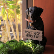 Charming Black Labrador Indoor Outdoor Welcome Statue: Lifelike Canine Companion with Reversible Message Sign for