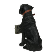 Charming Black Labrador Indoor Outdoor Welcome Statue: Lifelike Canine Companion with Reversible Message Sign for