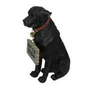 Charming Black Labrador Indoor Outdoor Welcome Statue: Lifelike Canine Companion with Reversible Message Sign for