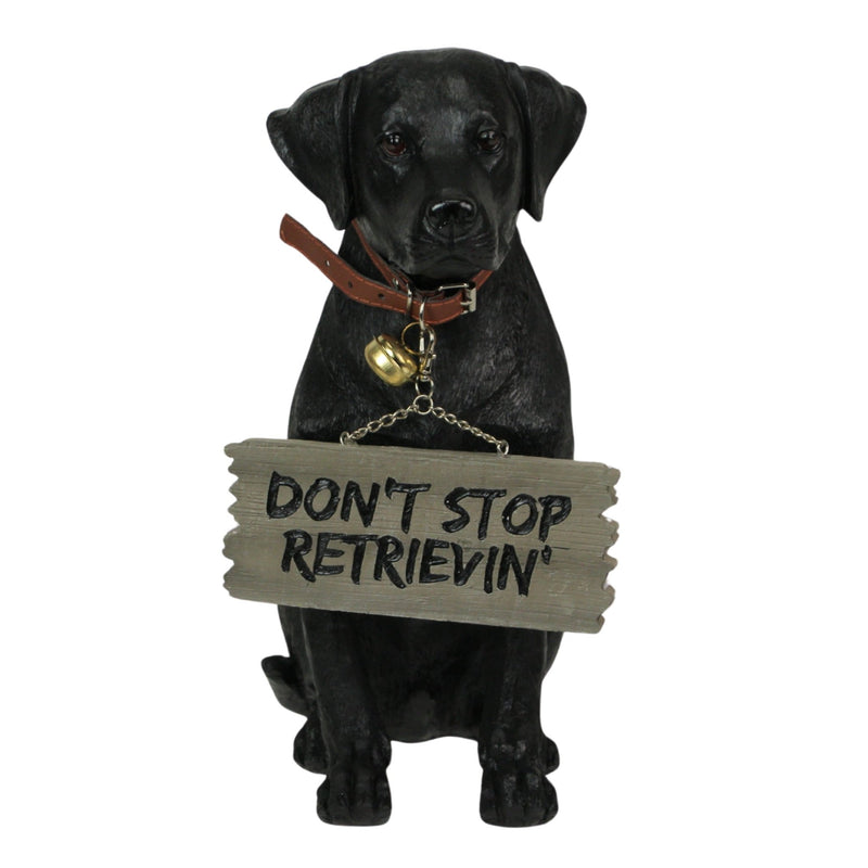 Charming Black Labrador Indoor Outdoor Welcome Statue: Lifelike Canine Companion with Reversible Message Sign for