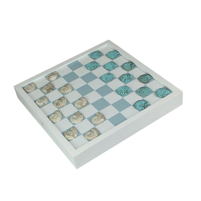 Coastal Themed Seashell Checkers Set With Game Board 13 Inches Image 3