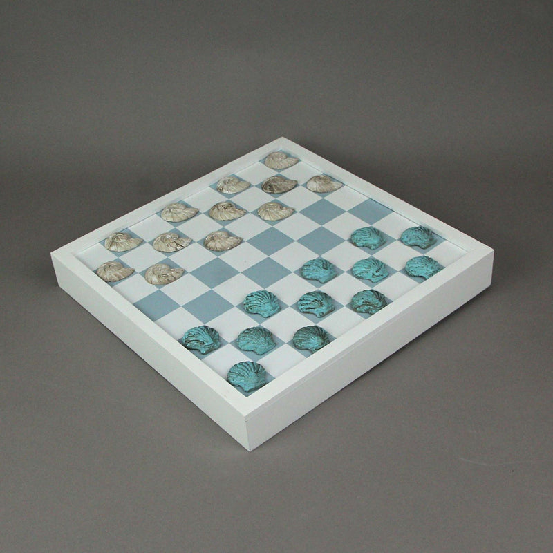 Coastal Themed Seashell Checkers Set With Game Board 13 Inches Image 4