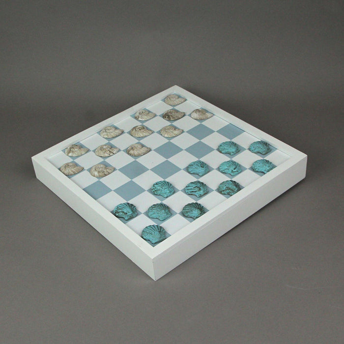 Coastal Themed Seashell Checkers Set With Game Board 13 Inches Image 4