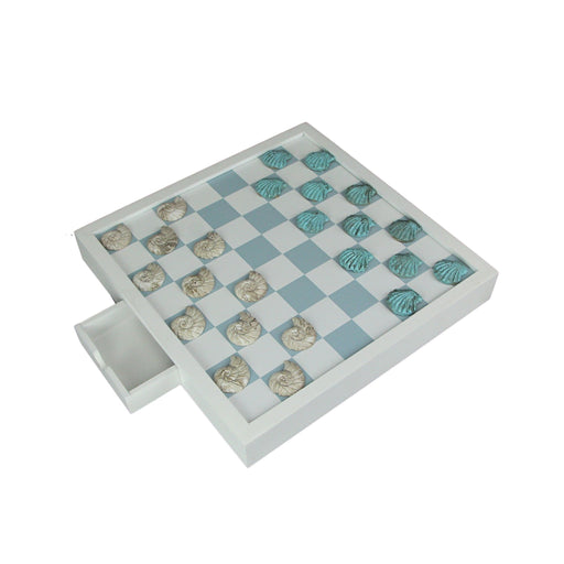 Coastal Themed Seashell Checkers Set With Game Board 13 Inches Image 2