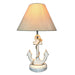 Coastal White Anchor Table Lamp with Shade, 19" Nautical Wood Accent Lamp, Beach House Bedroom Nightstand Lighting, Rope