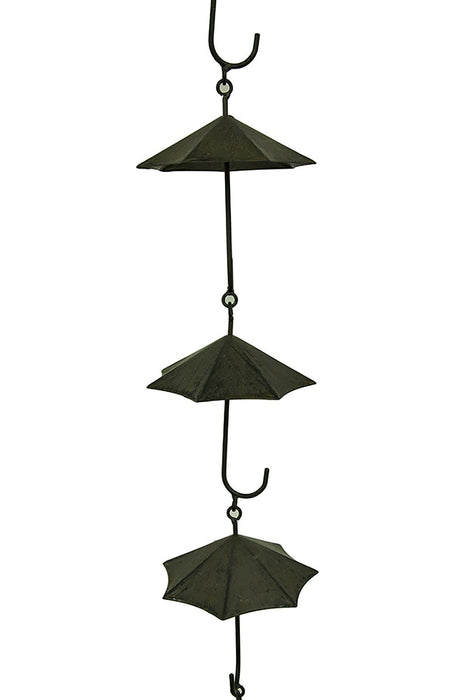 Copper Finish Metal Umbrellas Rain Chain w/Attached Hanger 48 Inch Image 2