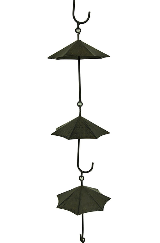 Copper Finish Metal Umbrellas Rain Chain w/Attached Hanger 48 Inch Image 2