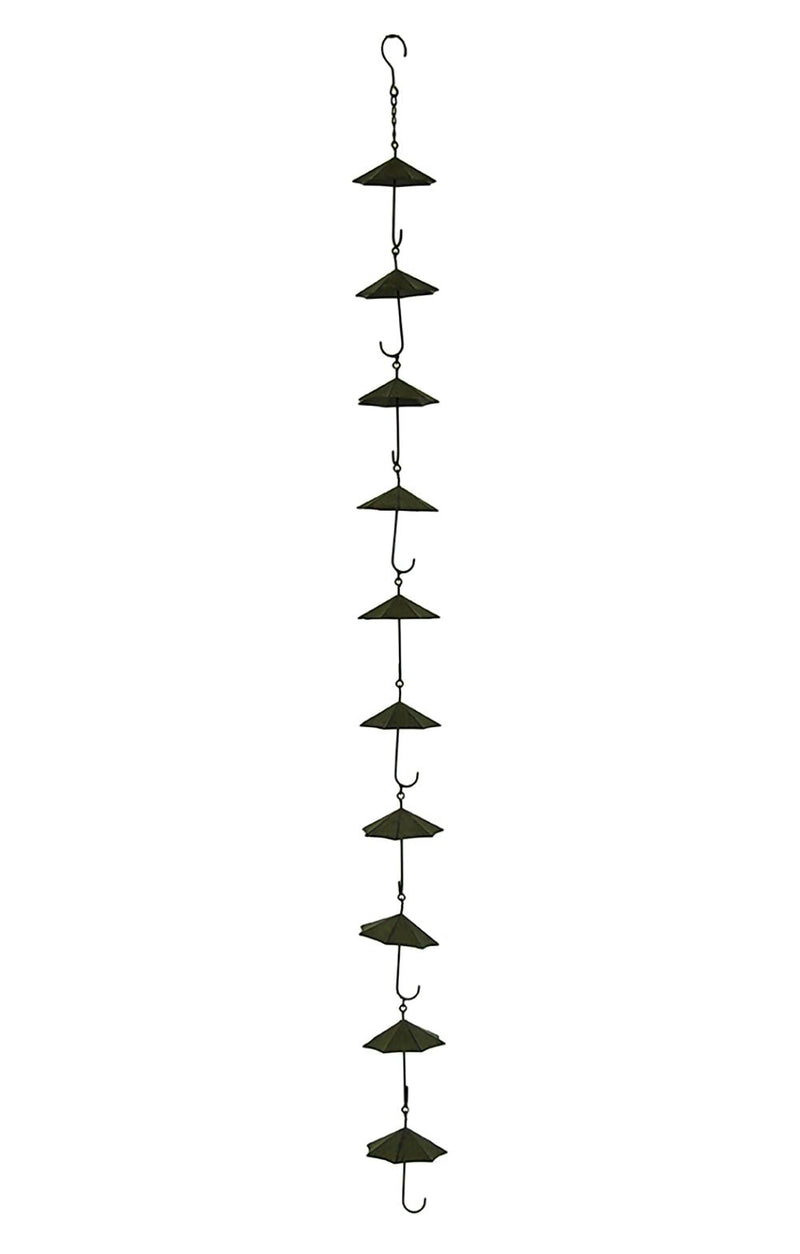 Copper Finish Metal Umbrellas Rain Chain w/Attached Hanger 48 Inch Image 1