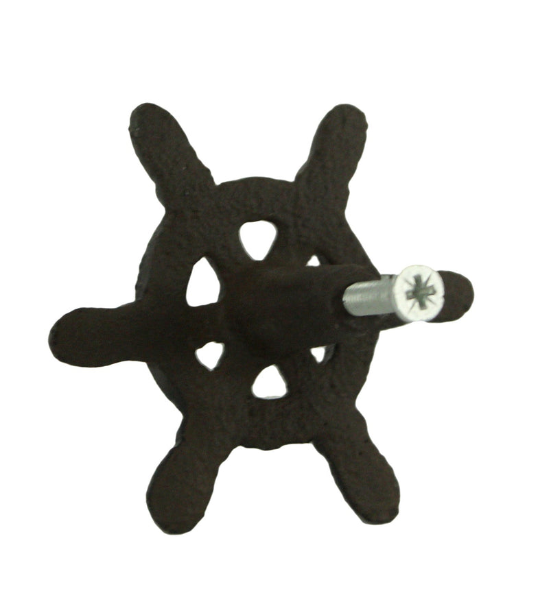 Dark Brown Cast Iron Nautical Ship Wheel Drawer Pulls or Cabinet Knobs Set of 12 Image 3