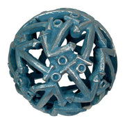 Zeckos Decorative Orb Set Nautical Anchor Resin Spheres, 4.5 Inch Coastal Bowl Filler Balls in Distressed White, Aqua and
