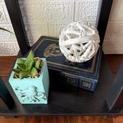Zeckos Decorative Orb Set Nautical Anchor Resin Spheres, 4.5 Inch Coastal Bowl Filler Balls in Distressed White, Aqua and