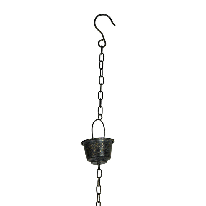 Grey - Image 2 - Things2Die4 75 Inch Metal Cup & Bird Rain Chain – Outdoor Gutter Downspout Decorative Hanging Garden Accent,