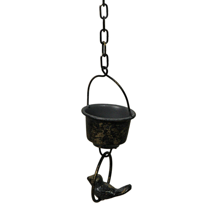 Grey - Image 4 - Things2Die4 75 Inch Metal Cup & Bird Rain Chain – Outdoor Gutter Downspout Decorative Hanging Garden Accent,