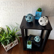 Zeckos Decorative Orbs Set of 3, Coastal Resin Rope Look Accent Balls, 4 Inch Sphere Bowl Fillers in Blue Aqua and Sand with