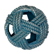 Zeckos Decorative Orbs Set of 3, Coastal Resin Rope Look Accent Balls, 4 Inch Sphere Bowl Fillers in Blue Aqua and Sand with