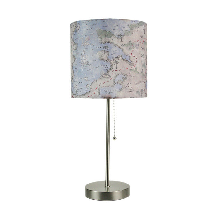 Decorative Treasure Map Brushed Nickel Accent Lamp Coastal Pirate Beach Decor Image 1