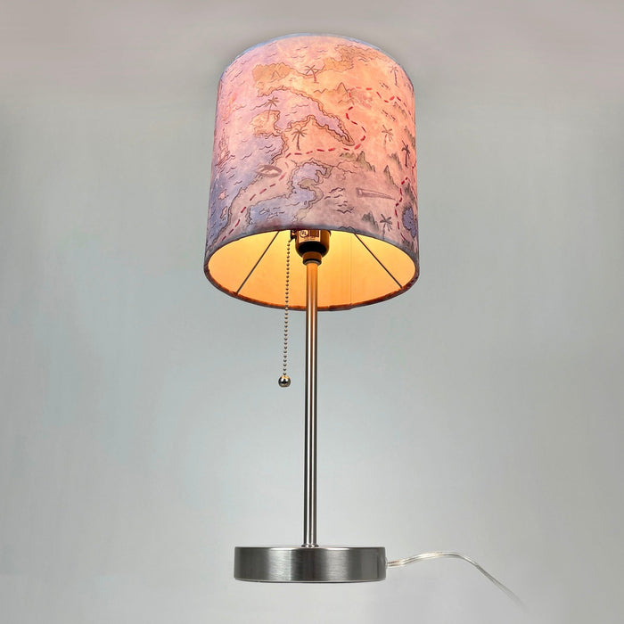 Decorative Treasure Map Brushed Nickel Accent Lamp Coastal Pirate Beach Decor Image 12