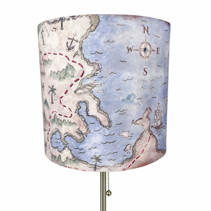 Decorative Treasure Map Brushed Nickel Accent Lamp Coastal Pirate Beach Decor Image 10
