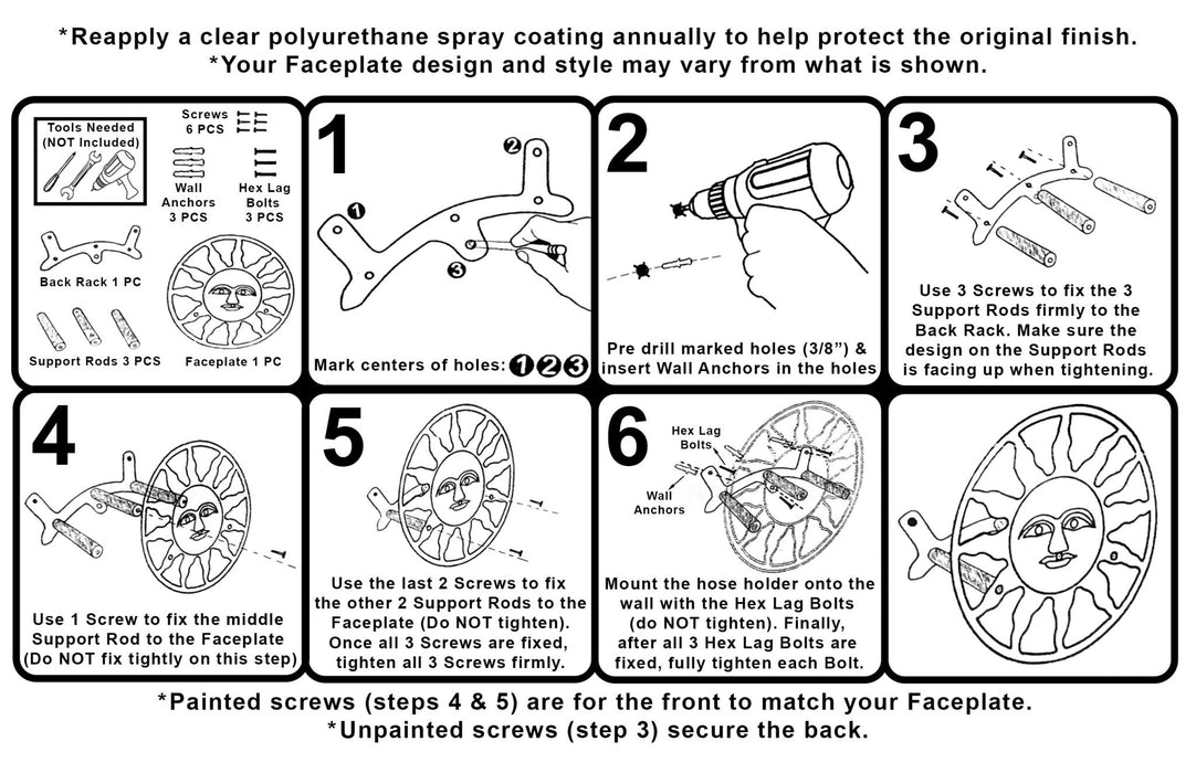 Bronze Finish Cast Iron Nautical Compass Rose Decorative Wall Mounted Garden Hose Hanger - Easy to Install - Coastal Outdoor