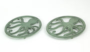 Distressed Coastal Cast Iron Octopus Sea Foam Green Trivet Set of 2 Image 2