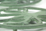 Distressed Coastal Cast Iron Octopus Sea Foam Green Trivet Set of 2 Image 3