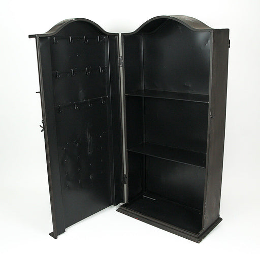 Distressed Finish Black Metal Billiards Pool Table Tabletop Wall Mounted Cabinet Image 2