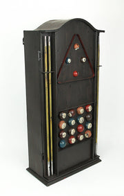Distressed Finish Black Metal Billiards Pool Table Tabletop Wall Mounted Cabinet Image 3