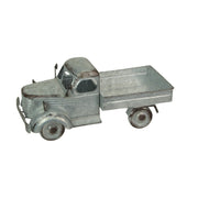 Distressed Galvanized Silver Vintage Truck Metal Planter – Rustic Decor for Indoor & Outdoor Use, 14” Farmhouse-Inspired