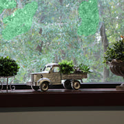Distressed Galvanized Silver Vintage Truck Metal Planter – Rustic Decor for Indoor & Outdoor Use, 14” Farmhouse-Inspired