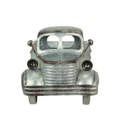 Distressed Galvanized Silver Vintage Truck Metal Planter – Rustic Decor for Indoor & Outdoor Use, 14” Farmhouse-Inspired