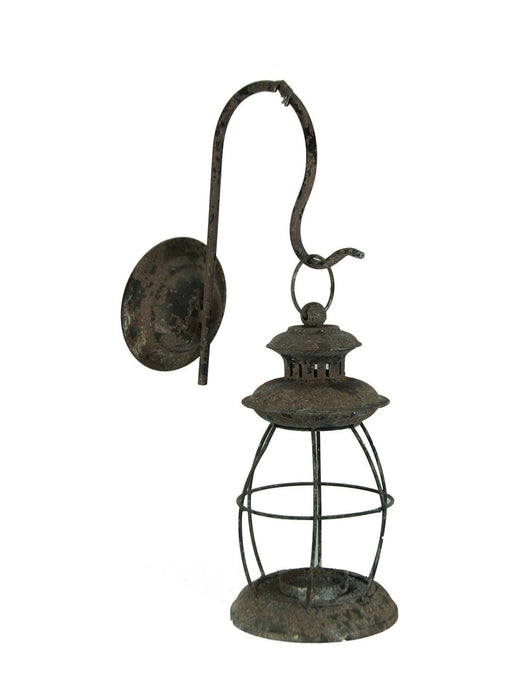 Black - Image 1 - Antique-Inspired Rustic Brown Finish Metal Vintage Lantern Wall Mounted Candle Sconce - Timeless Elegance