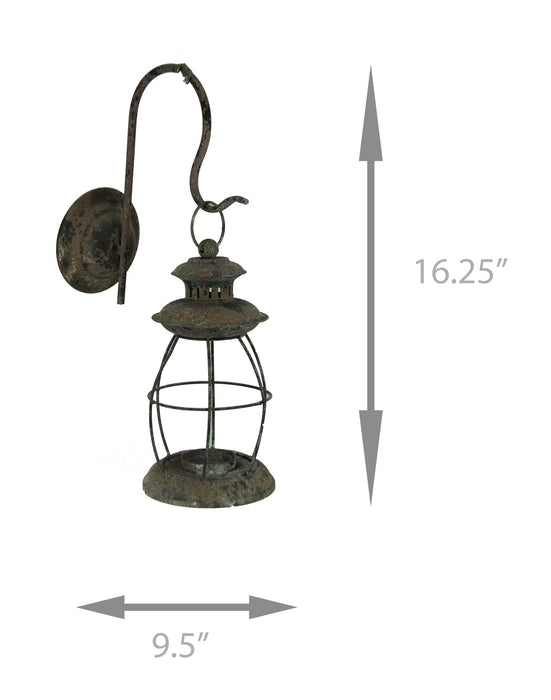 Black - Image 4 - Antique-Inspired Rustic Brown Finish Metal Vintage Lantern Wall Mounted Candle Sconce - Timeless Elegance