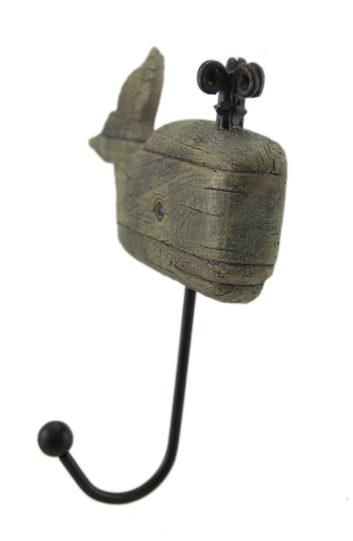 Distressed Wood Look 2 Piece Spouting Whale Wall Hook Set Image 2