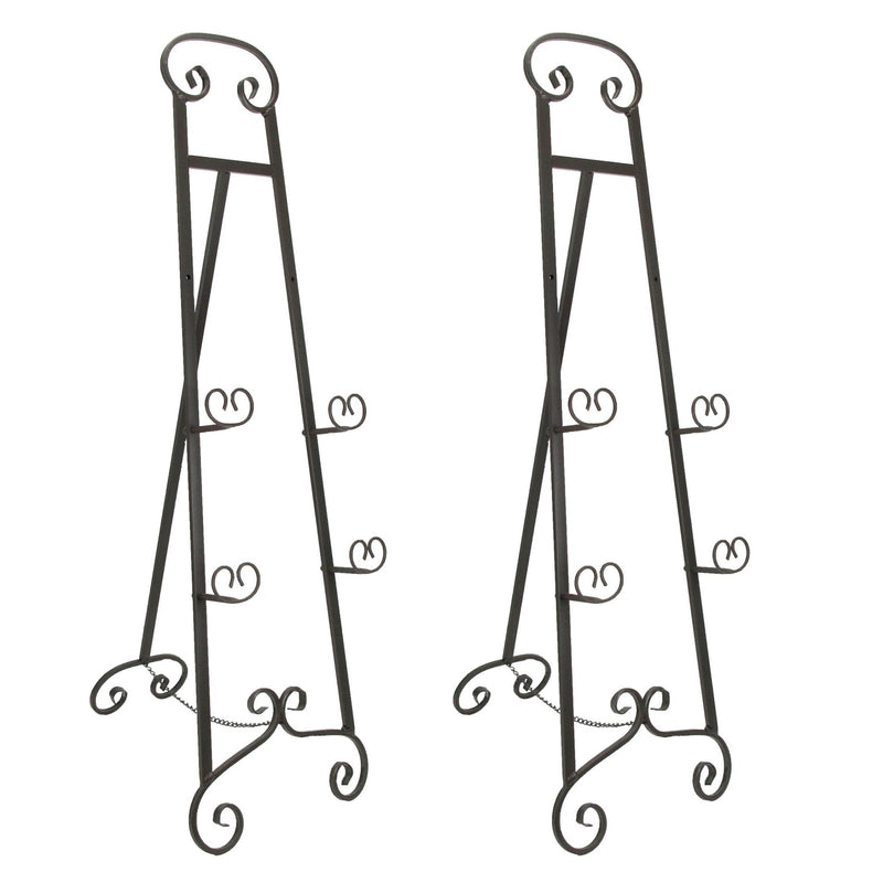 2 - Image 1 - Set of 2 Large Bronze Finish Scroll Top Wrought Iron Art Easel - 50 Inches High - With 2 Sets of Adjustable