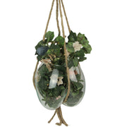 Elegant Hanging Molten Glass Bowl Planter Terrarium, Handcrafted, 9 x 9 Inch, 25 Inch Hanging Height, Ideal for Succulents &