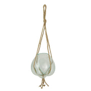Elegant Hanging Molten Glass Bowl Planter Terrarium, Handcrafted, 9 x 9 Inch, 25 Inch Hanging Height, Ideal for Succulents &