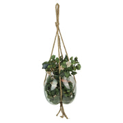 Elegant Hanging Molten Glass Bowl Planter Terrarium, Handcrafted, 9 x 9 Inch, 25 Inch Hanging Height, Ideal for Succulents &