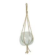 Elegant Hanging Molten Glass Bowl Planter Terrarium, Handcrafted, 9 x 9 Inch, 25 Inch Hanging Height, Ideal for Succulents &