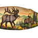 Elk Family Intarsia Wood Wall Sculpture, 13 x 40 Inch Hand Carved Rustic Live Edge Oval Wildlife Art, Brown Glossy Indoor