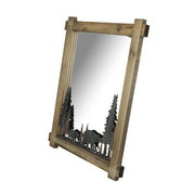 Enchanting 26-Inch High Black Bears Wood and Metal Wall Mirror - Easy To Hang - Rustic Forest-Inspired Decorative Piece for