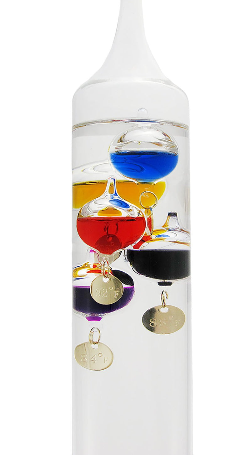 Exquisite 22-Inch High Glass Galileo Thermometer: Featuring 11 Colored Liquid-Filled Bubbles for Precision Temperature