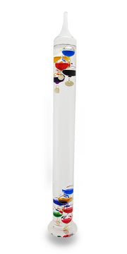 Exquisite 22-Inch High Glass Galileo Thermometer: Featuring 11 Colored Liquid-Filled Bubbles for Precision Temperature