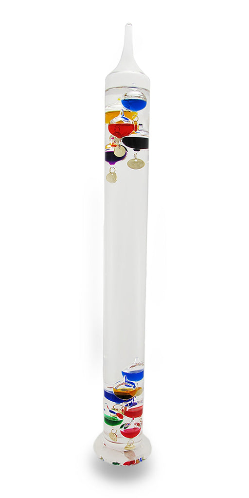 Exquisite 22-Inch High Glass Galileo Thermometer: Featuring 11 Colored Liquid-Filled Bubbles for Precision Temperature