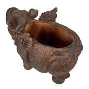 Whimsical Flying Pig Planter with Drain Hole – 17 Inch Brown Magnesium Oxide Animal Planter for Succulents, Flowers, Indoor