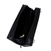 Things2die4 Frankenstein Book Clutch Bag, Black Vinyl Cross Body Bag with Detachable Shoulder Strap and Wrist Strap, Gothic